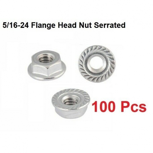 (Qty 100) 5/16-24 Flange Head Nut Serrated